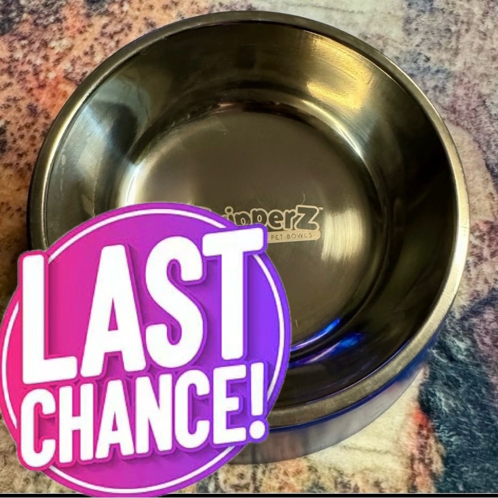 💥 DONATING SOON Blue Gripperz Stainless Steel Spill Proof Pet Bowl - NWOT